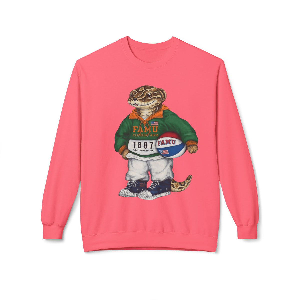 FAMU Reptilian Mascot in Ralph Lauren Athletic Wear- HBCU Polo Bear sweatshirt