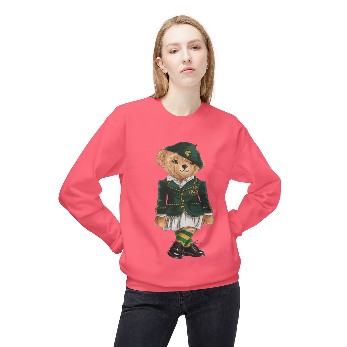 NSU Bear Sweatshirt | Norfolk State Spartan Teddy | Green Gold Heritage Crew | Yards & Dorms