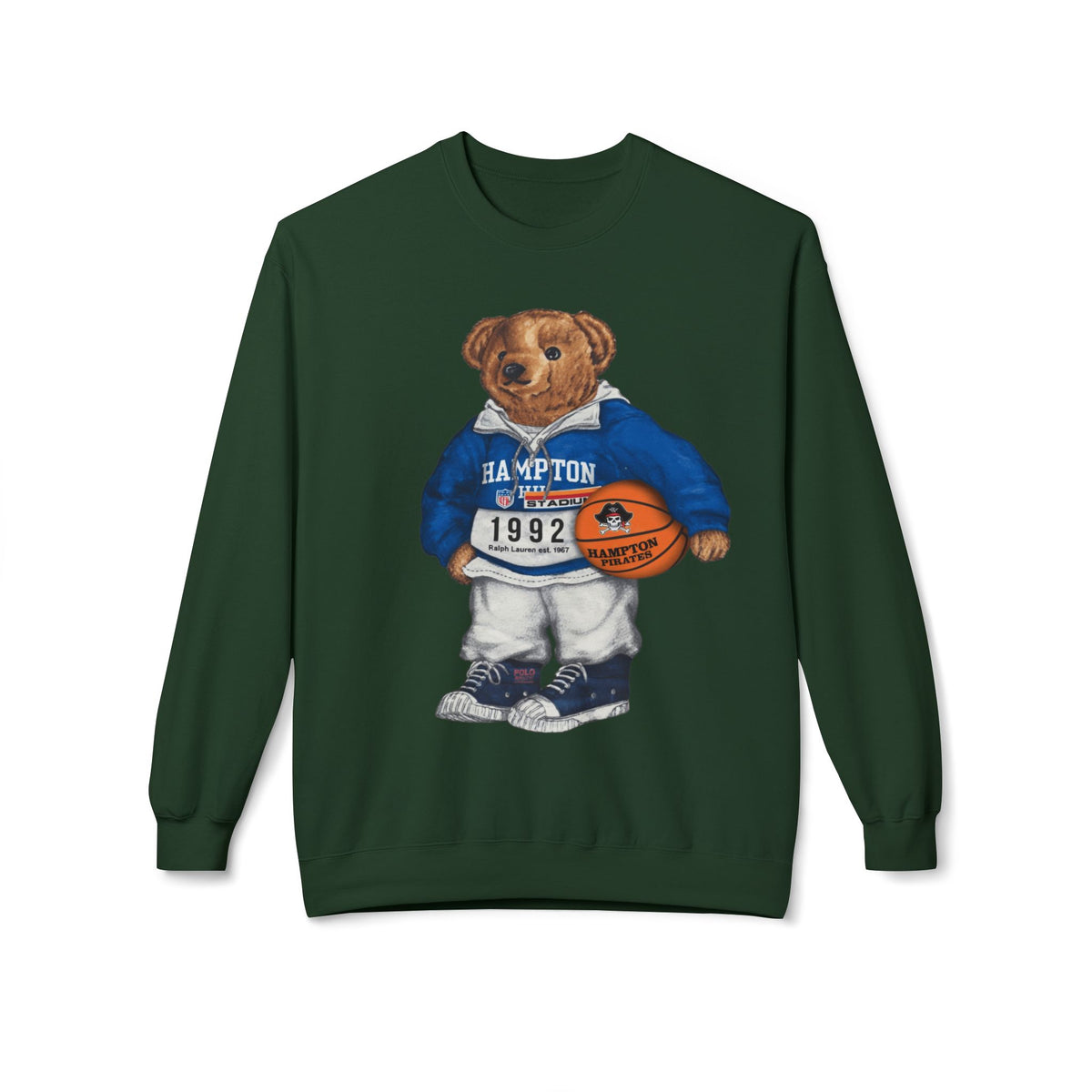 Hampton Pirates Teddy Bear Mascot- HBCU Polo Bear sweatshirt