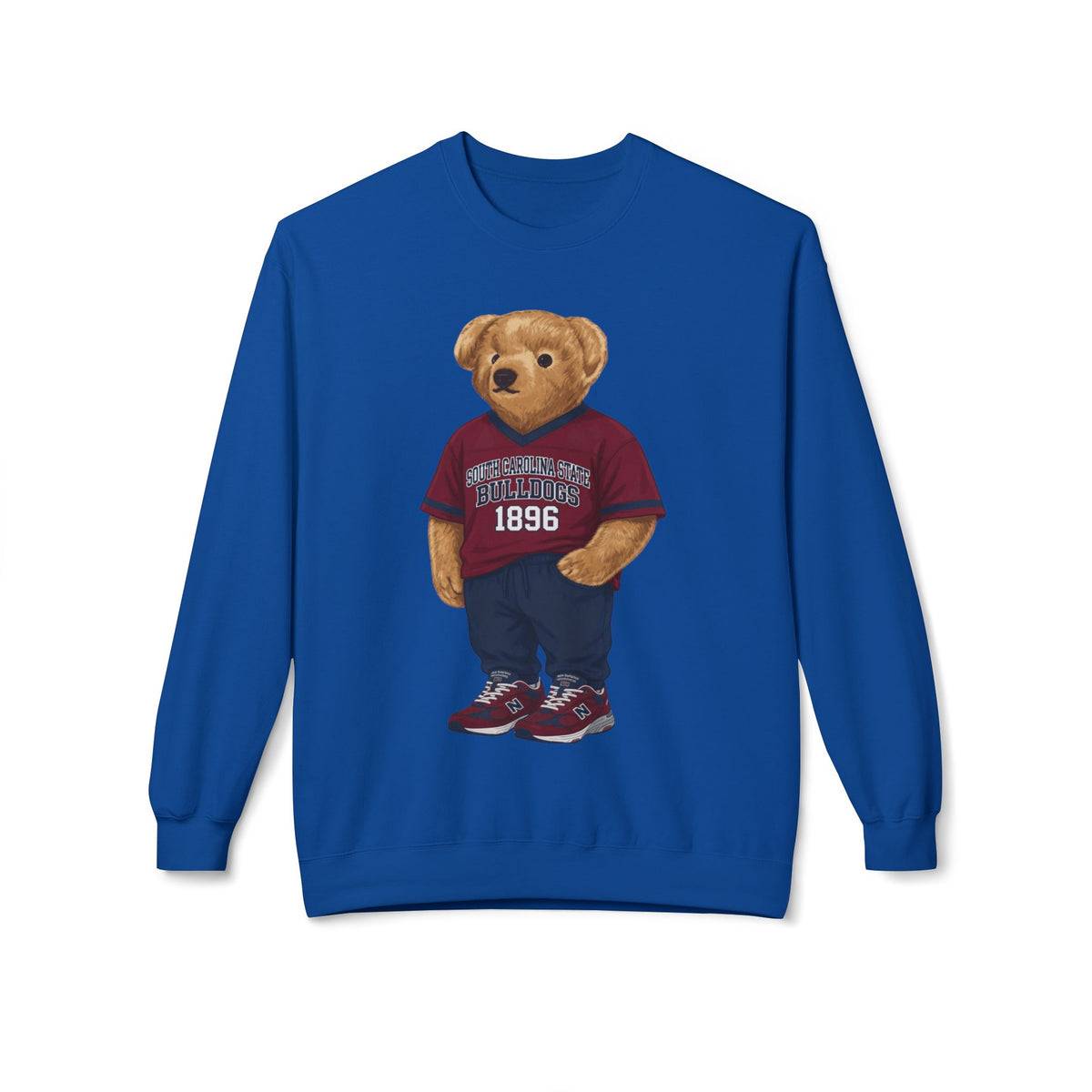 Bulldog Mascot in SC State Athletic Gear- HBCU Polo Bear sweatshirt