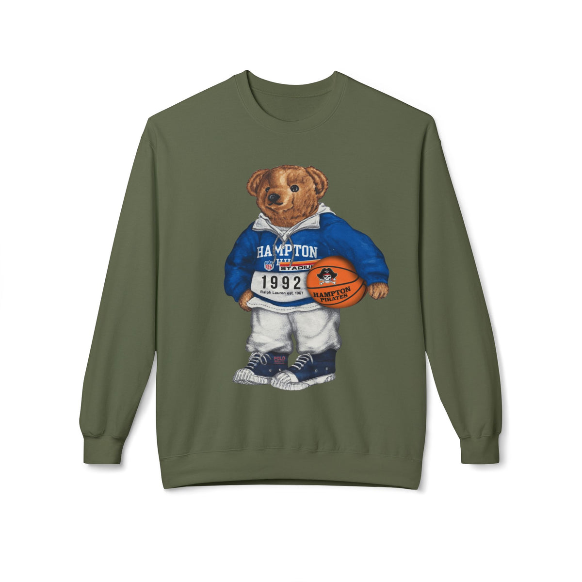 Hampton Pirates Teddy Bear Mascot- HBCU Polo Bear sweatshirt