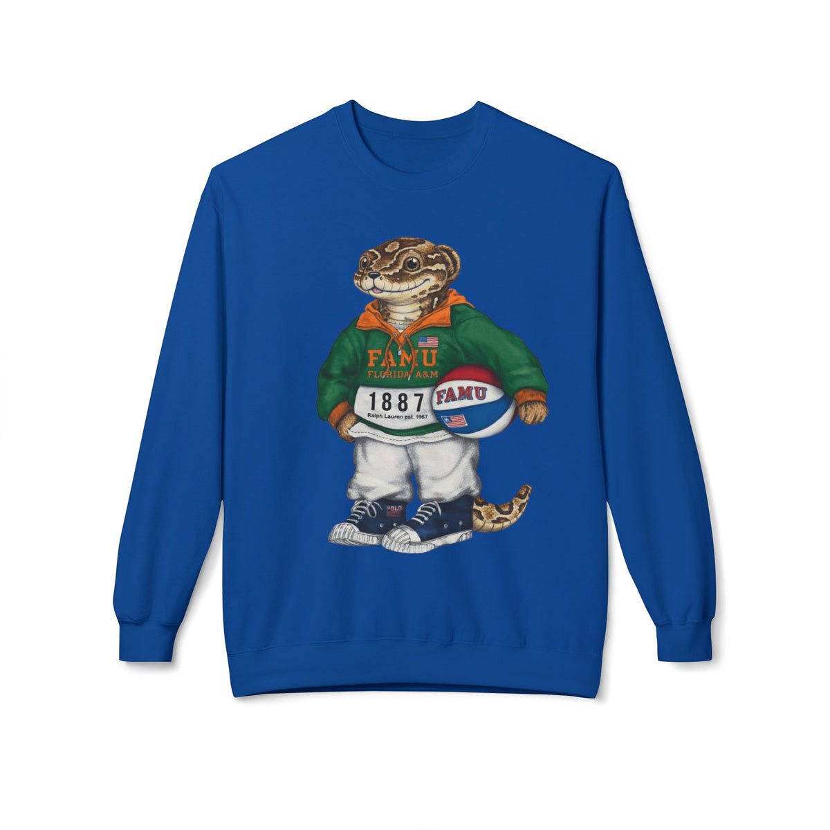 FAMU Reptilian Mascot in Ralph Lauren Athletic Wear- HBCU Polo Bear sweatshirt