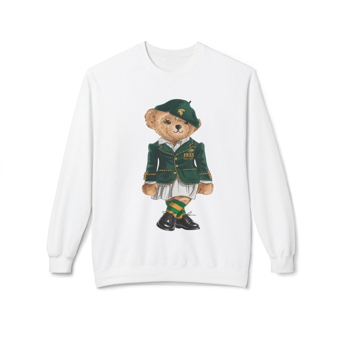 NSU Bear Sweatshirt | Norfolk State Spartan Teddy | Green Gold Heritage Crew | Yards & Dorms