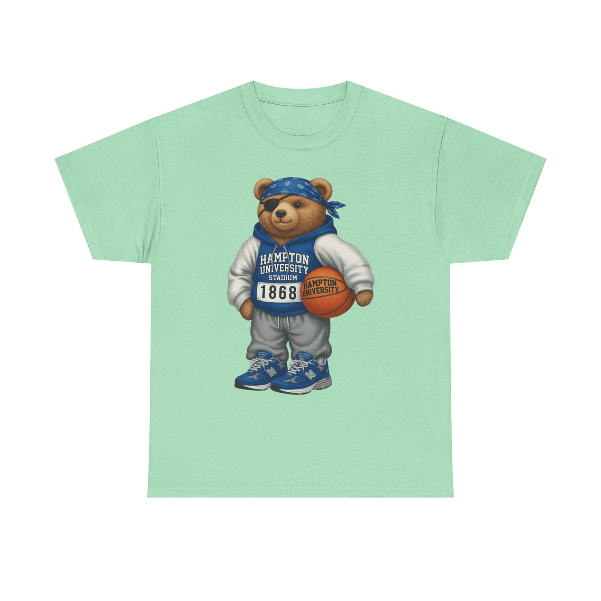 Hampton University Bear Basketball Tee — 1868 Retro Campus Shirt