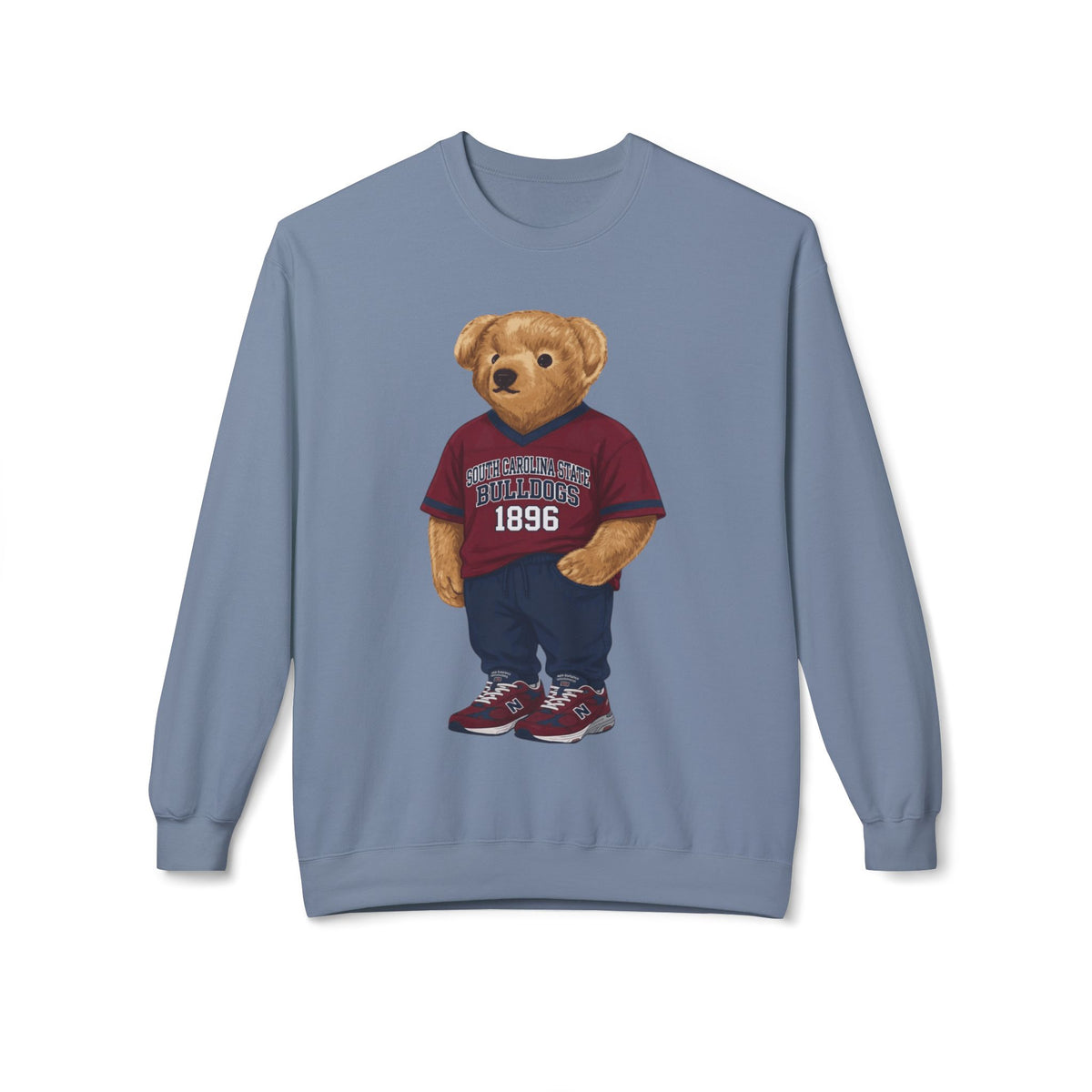 Bulldog Mascot in SC State Athletic Gear- HBCU Polo Bear sweatshirt