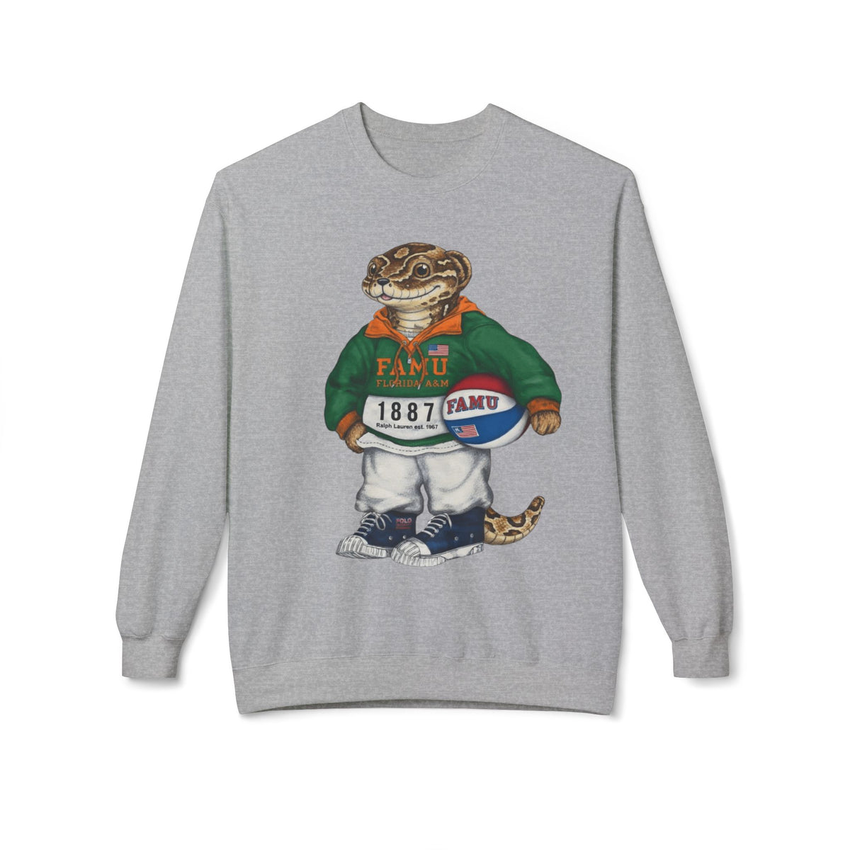 FAMU Reptilian Mascot in Ralph Lauren Athletic Wear- HBCU Polo Bear sweatshirt