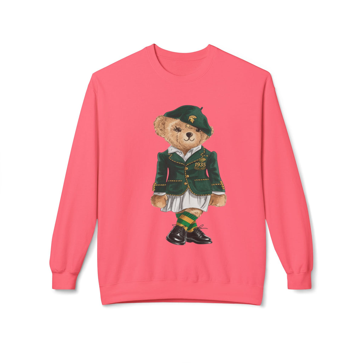 NSU Bear Sweatshirt | Norfolk State Spartan Teddy | Green Gold Heritage Crew | Yards & Dorms