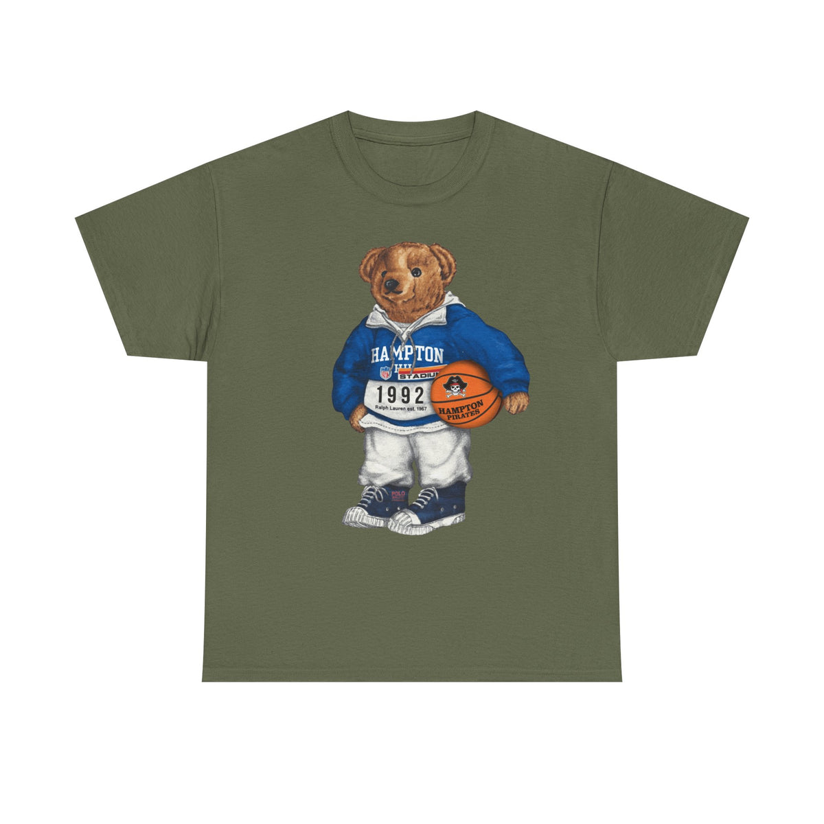 Hampton University Polo Bear 1992 Edition HBCU Tee Shirt-p  Basketball Bear Tee |Sports Graphic Shirt