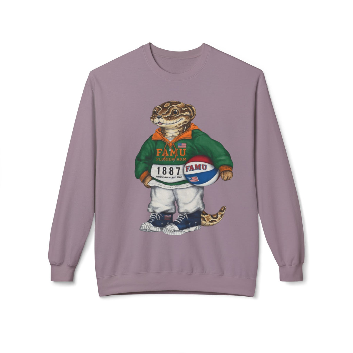 FAMU Reptilian Mascot in Ralph Lauren Athletic Wear- HBCU Polo Bear sweatshirt