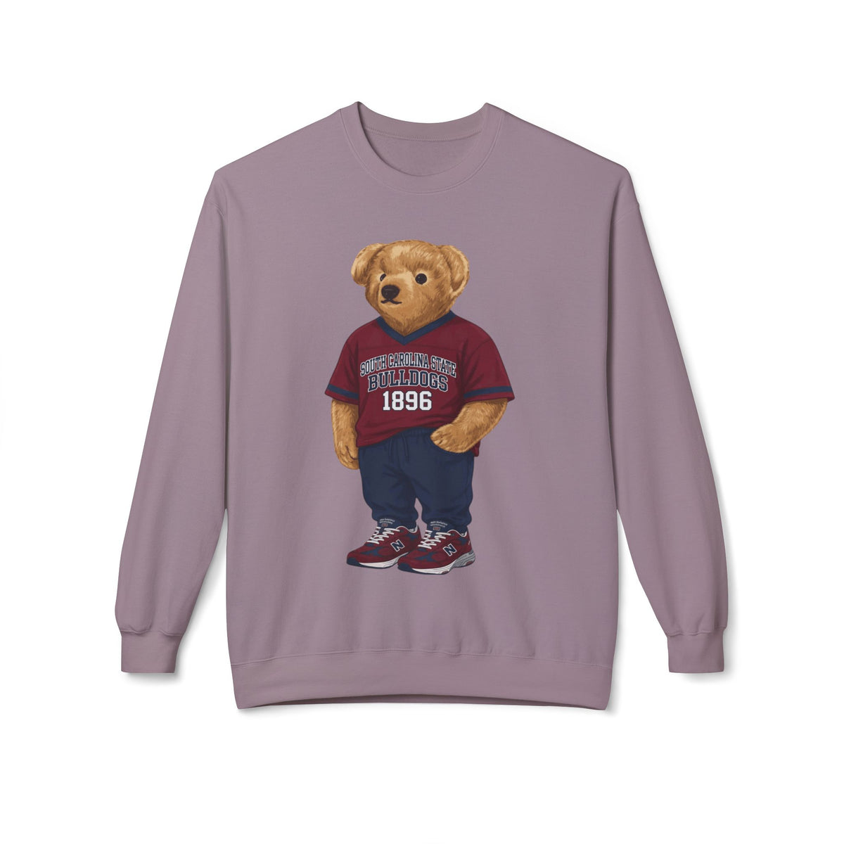 Bulldog Mascot in SC State Athletic Gear- HBCU Polo Bear sweatshirt
