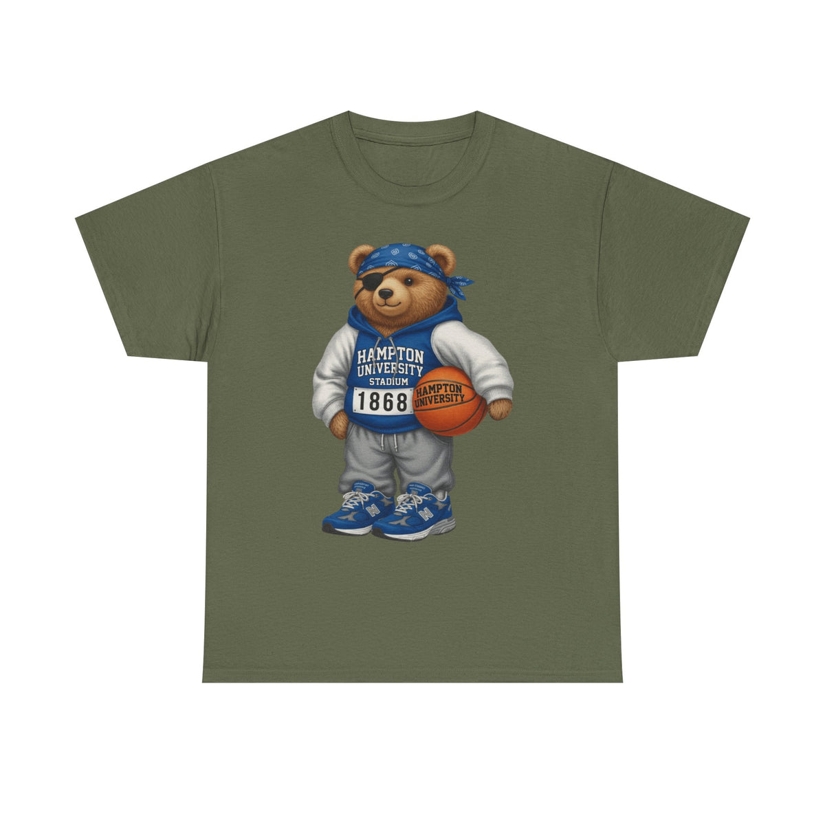 Hampton University Bear Basketball Tee — 1868 Retro Campus Shirt