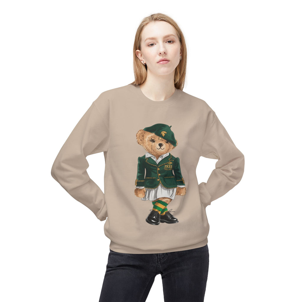 NSU Bear Sweatshirt | Norfolk State Spartan Teddy | Green Gold Heritage Crew | Yards & Dorms