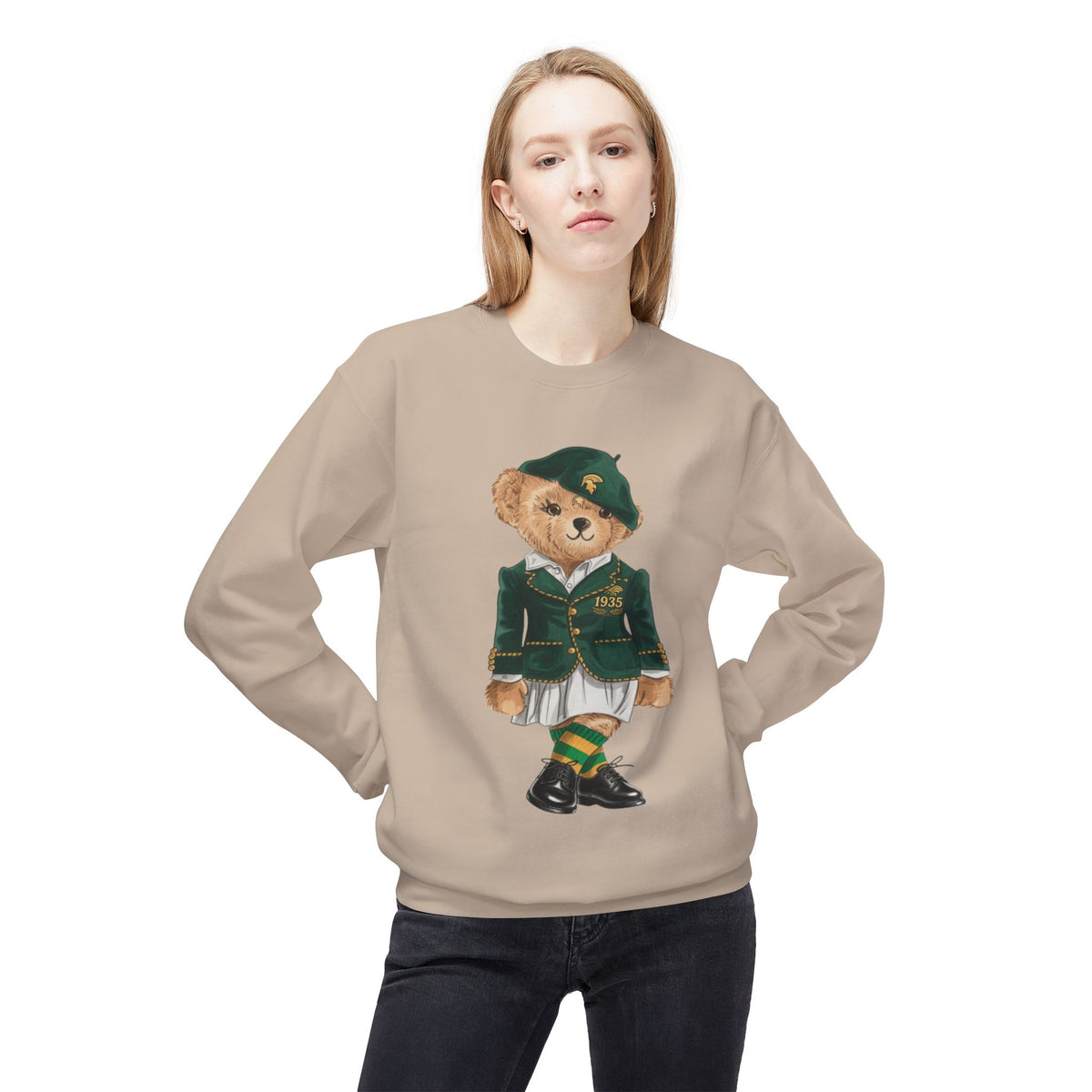 NSU Bear Sweatshirt | Norfolk State Spartan Teddy | Green Gold Heritage Crew | Yards & Dorms