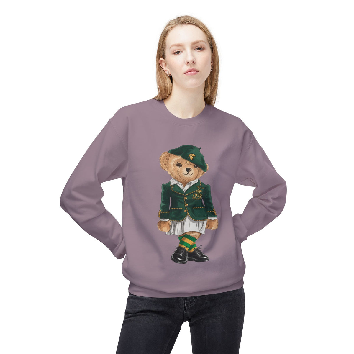 NSU Bear Sweatshirt | Norfolk State Spartan Teddy | Green Gold Heritage Crew | Yards & Dorms