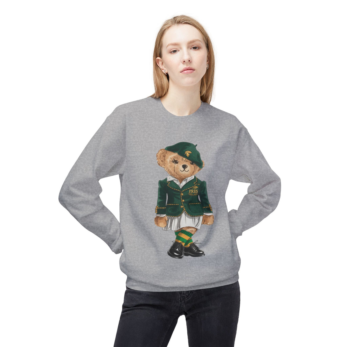 NSU Bear Sweatshirt | Norfolk State Spartan Teddy | Green Gold Heritage Crew | Yards & Dorms