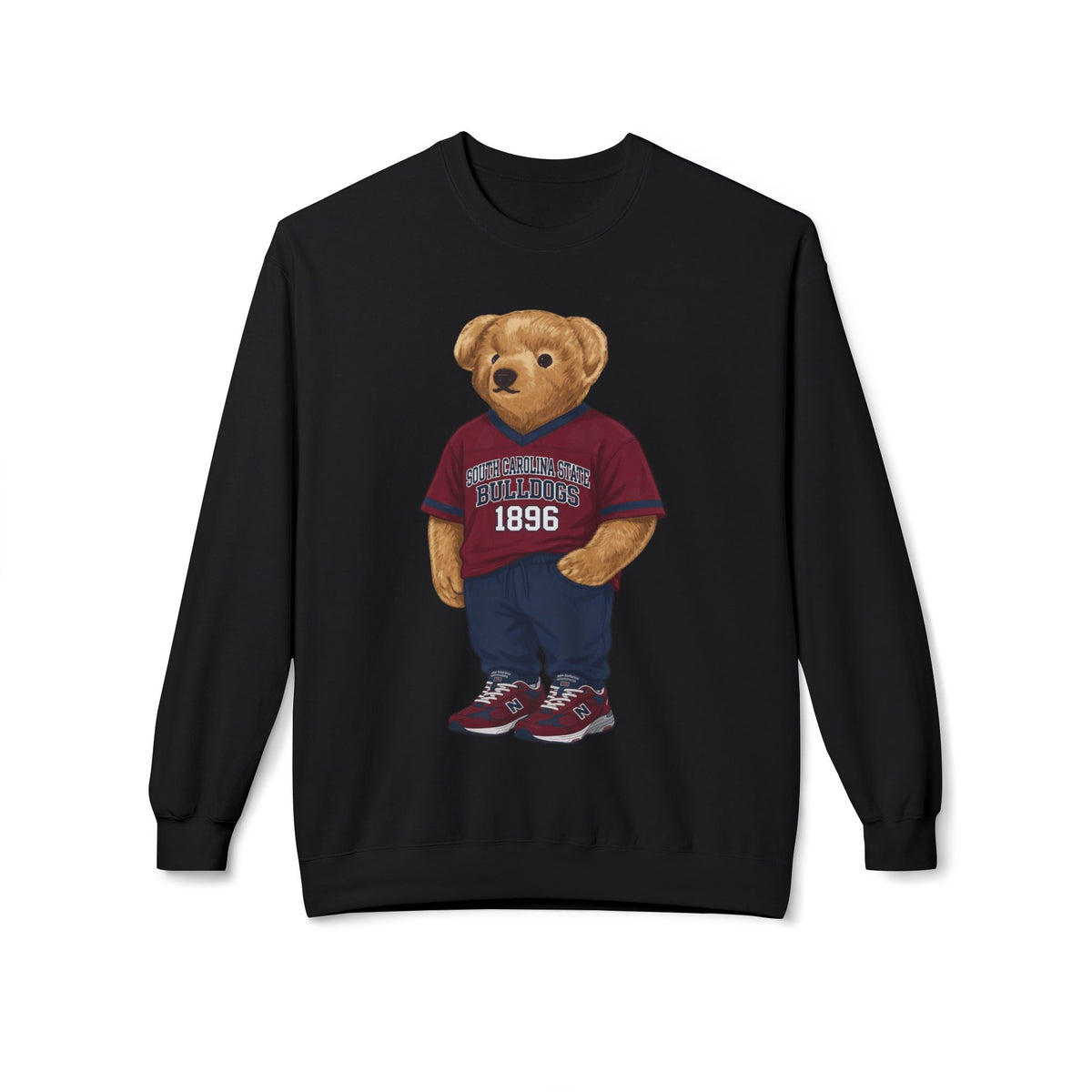 Bulldog Mascot in SC State Athletic Gear- HBCU Polo Bear sweatshirt