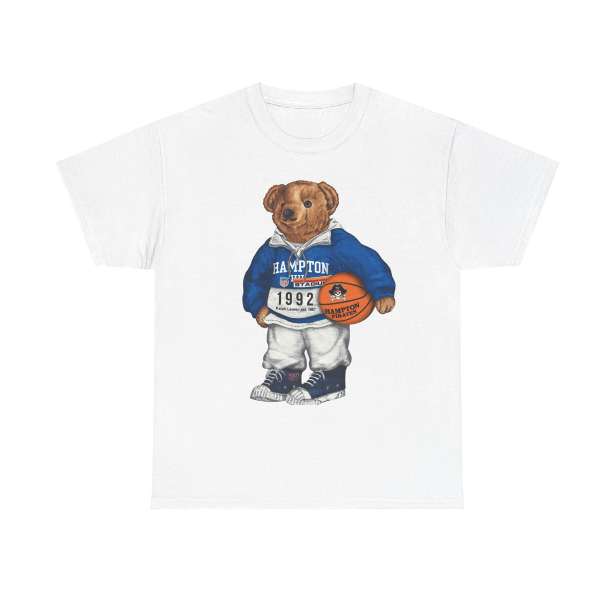 Hampton University Polo Bear 1992 Edition HBCU Tee Shirt-p  Basketball Bear Tee |Sports Graphic Shirt