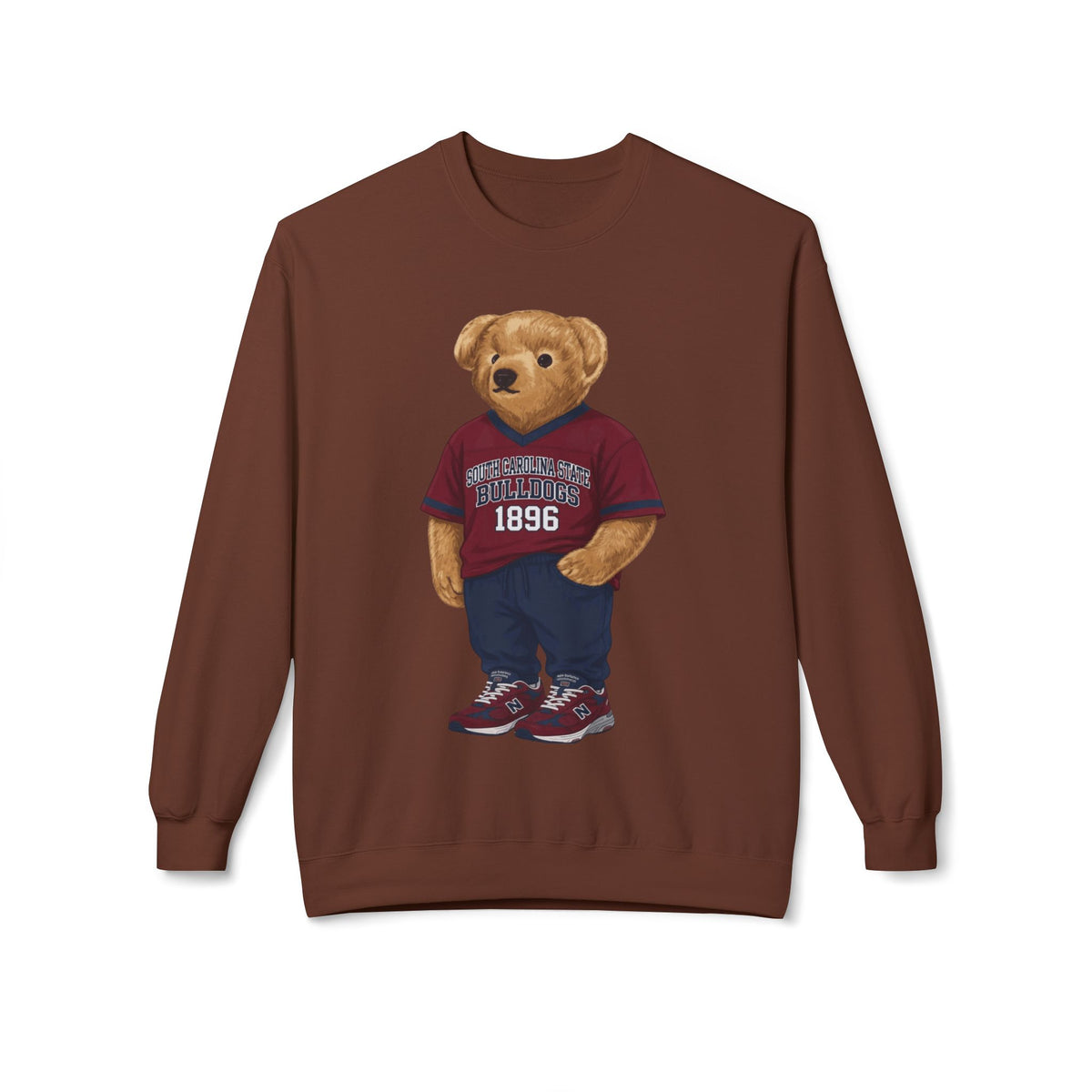 Bulldog Mascot in SC State Athletic Gear- HBCU Polo Bear sweatshirt