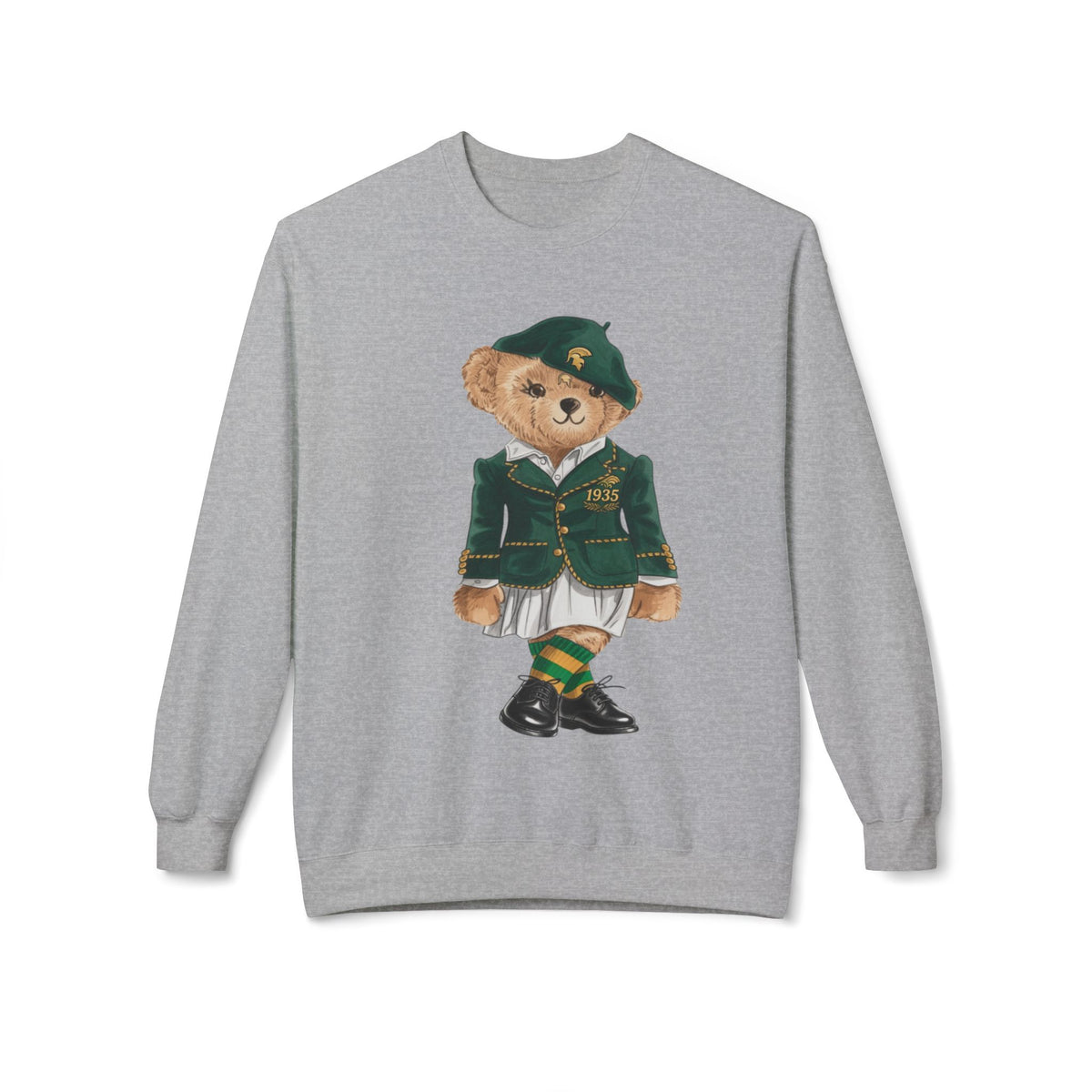 NSU Bear Sweatshirt | Norfolk State Spartan Teddy | Green Gold Heritage Crew | Yards & Dorms