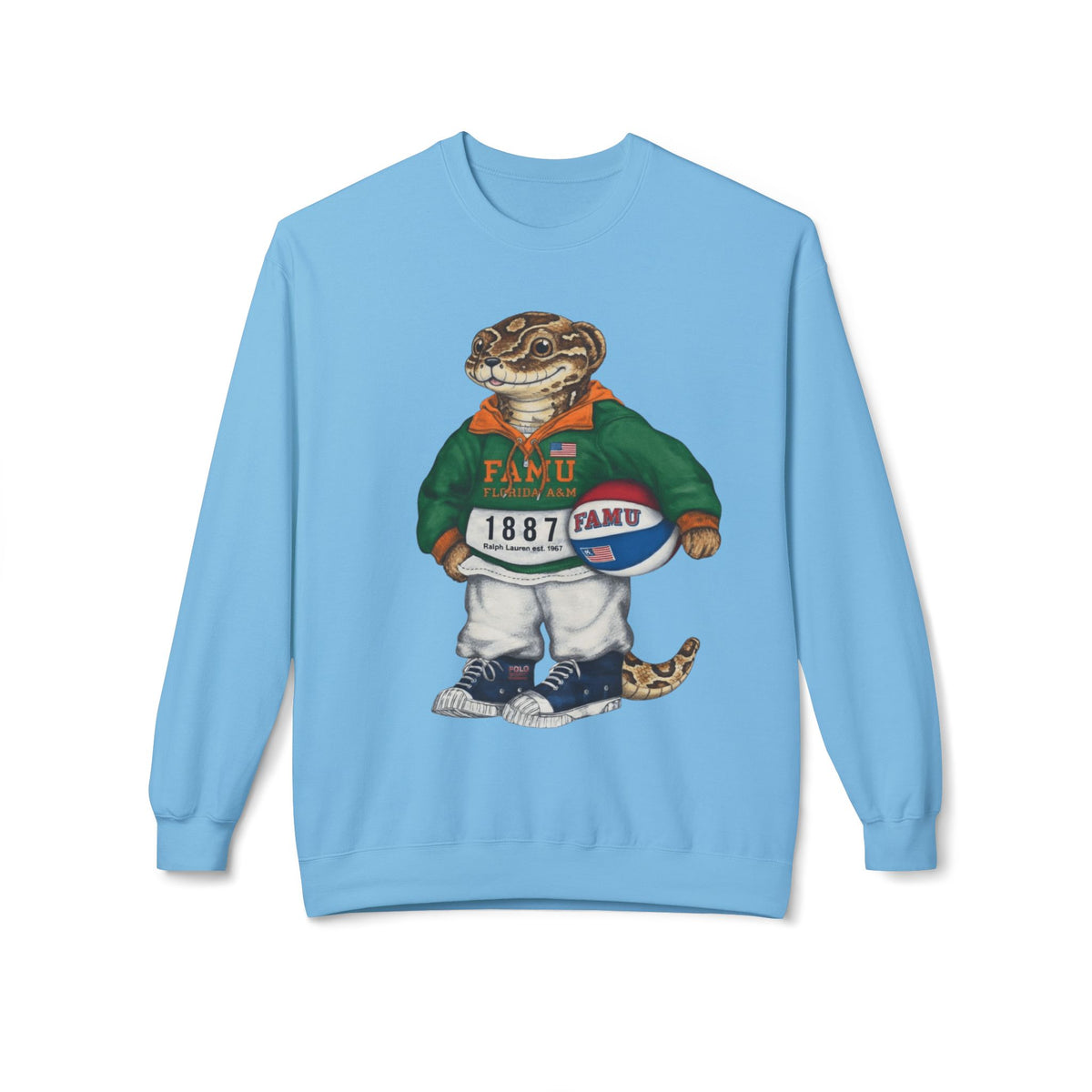 FAMU Reptilian Mascot in Ralph Lauren Athletic Wear- HBCU Polo Bear sweatshirt