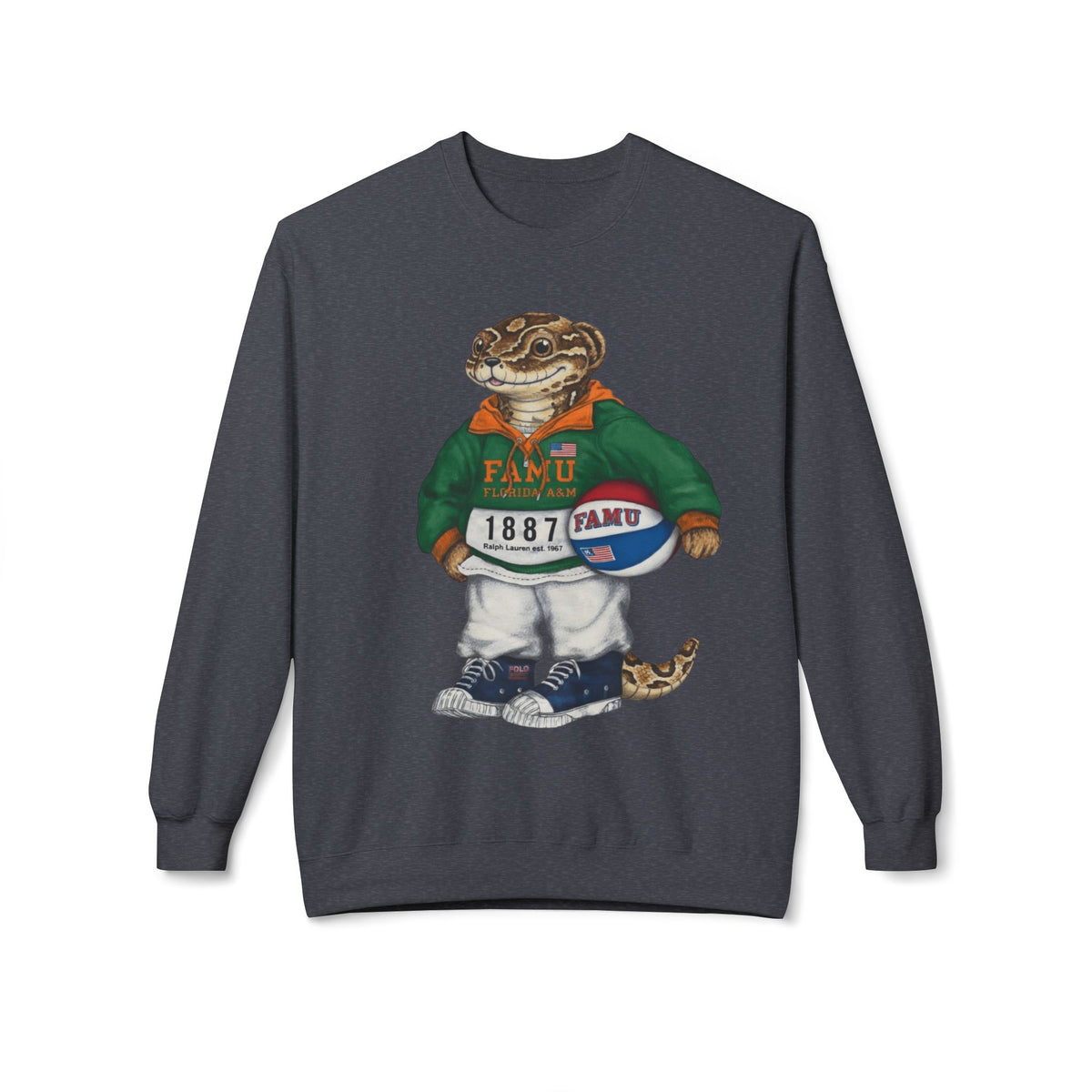 FAMU Reptilian Mascot in Ralph Lauren Athletic Wear- HBCU Polo Bear sweatshirt
