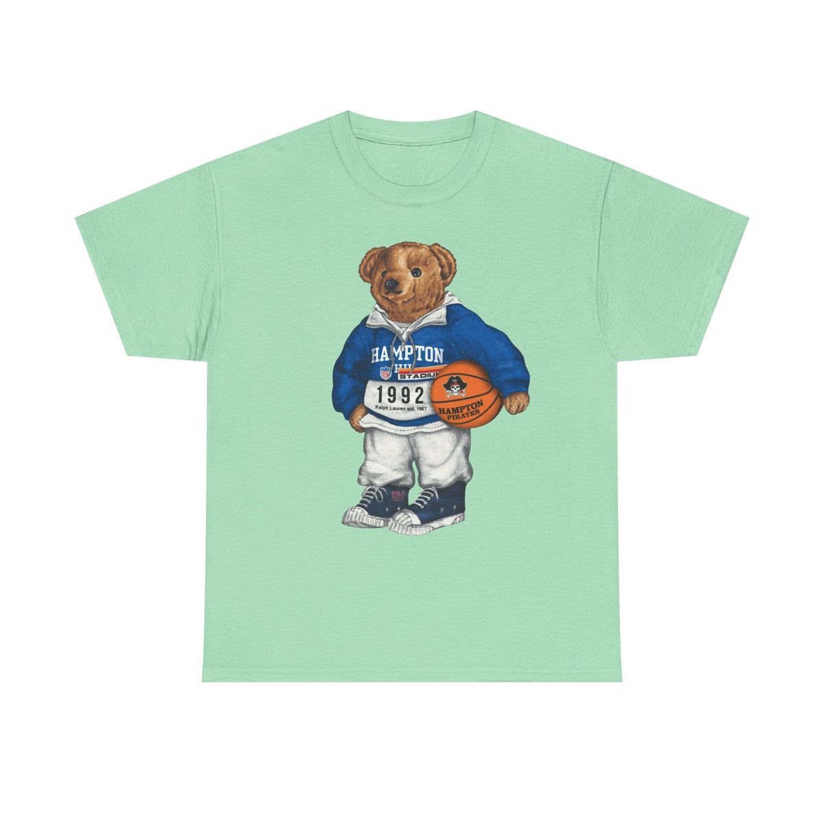 Hampton University Polo Bear 1992 Edition HBCU Tee Shirt-p  Basketball Bear Tee |Sports Graphic Shirt