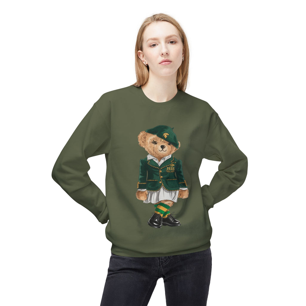 NSU Bear Sweatshirt | Norfolk State Spartan Teddy | Green Gold Heritage Crew | Yards & Dorms